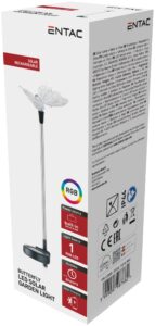 Entac Kerti Szolár Lámpa 340mm RGB Rozsdamentes acél pillangó forma | BR (SKU:EGSL-SS1LB80) Formák