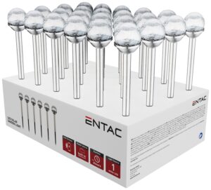 Entac Kerti Szolár Lámpa 340mm Rozsdamentes acél Üveg fej 1 LED 24/kínáló | BR (SKU:EGSL-SS1LC34-PDQ) Fémházas egyszerű