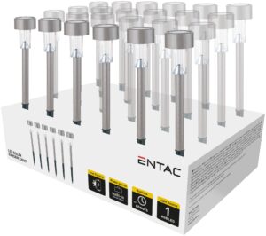 Entac Kerti Szolár Lámpa 360mm Rozsdamentes acél Szürke 1 LED 24/kínáló | BR (SKU:EGSL-SS1LC36-G-PDQ) Fémházas egyszerű