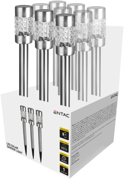 Entac Kerti Szolár Lámpa 570mm Rozsdamentes acél Mozaik Üveg 1 LED 9/kínáló | BR (SKU:EGSL-SS1LC57) Szolár lámpák