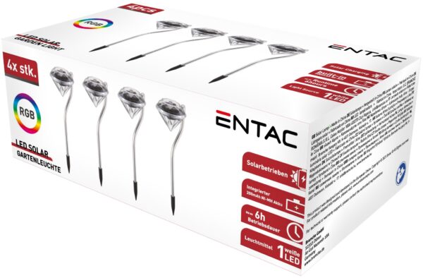 Entac Kerti Szolár Lámpa 300mm RGB Rozsdamentes Acél Kristály forma 1 LED 4/doboz | BR (SKU:EGSL-SS1LCR30RGB-I4) Formák Entac Kerti Szolár Lámpa 300mm RGB Rozsdamentes Acél Kristály forma 1 LED 4/doboz | BR (SKU:EGSL-SS1LCR30RGB-I4) Formák