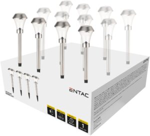 Entac Kerti Szolár Lámpa 400mm Rozsdamentes acél 1 LED 12/kínáló | BR (SKU:EGSL-SS1LF40-PDQ) Fémházas egyszerű