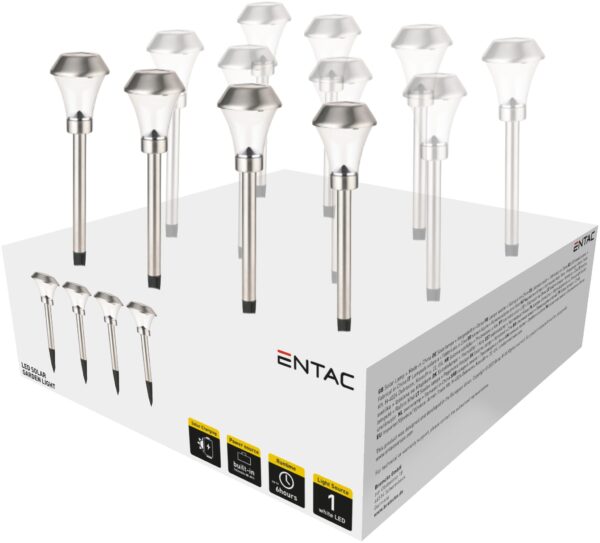 Entac Kerti Szolár Lámpa 400mm Rozsdamentes acél 1 LED 12/kínáló | BR (SKU:EGSL-SS1LF40-PDQ) Szolár lámpák Entac Kerti Szolár Lámpa 400mm Rozsdamentes acél 1 LED 12/kínáló | BR (SKU:EGSL-SS1LF40-PDQ) Szolár lámpák
