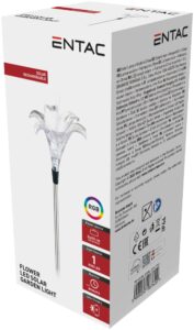 Entac Kerti Szolár Lámpa 34cm RGB Rozsdamentes acél liliom forma | BR (SKU:EGSL-SS1LF80) Formák