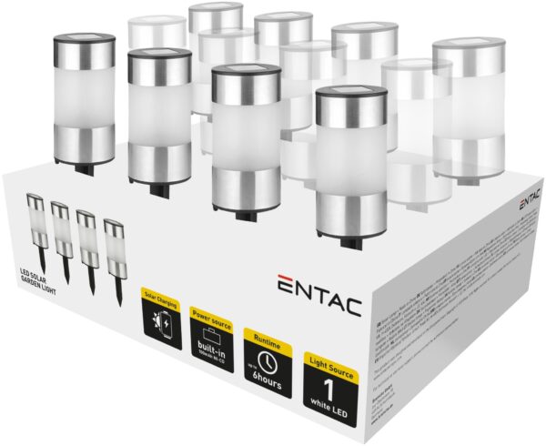 Entac Kerti Szolár Lámpa 210mm Rozsdamentes acél 1 LED 12/kínáló | BR (SKU:EGSL-SS1LT21) Szolár lámpák