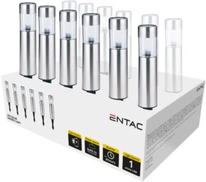 Entac Kerti Szolár Lámpa 300mm Rozsdamentes acél 1 LED 12/kínáló | BR (SKU:EGSL-SS1LT30-PDQ) Fémházas egyszerű