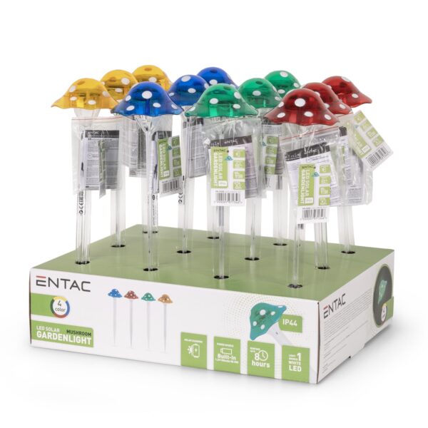 Entac Leszúrható Kerti Szolár Fényfüzér, Gomba, 335mm, 4 színben, 12db/kínáló | BR (SKU:EGSS-4MUSH-33.5) Formák
