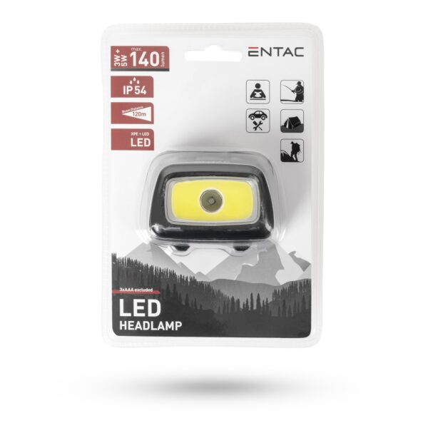 Entac Fejlámpa 5+3W 3xAAA Fekete | BR (SKU:EHL-3N5-PB) Fejlámpa