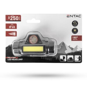 Entac Fejlámpa 3W beépített 18650 Akkumulátorral, 250lm | BR (SKU:EHL-3W-180R-250) Fejlámpa