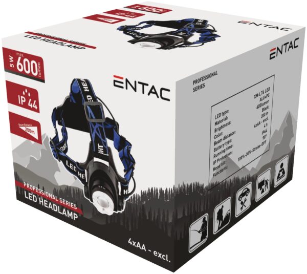 Entac Fejlámpa Fókuszálható 5W Alu | BR (SKU:EHL-ZOOM-5W-ALU) Fejlámpa