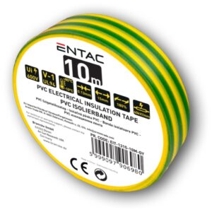 Entac Szigetelőszalag 0.13x15mm Zöld-Sárga 10m | BR (SKU:EIT-1315-10M-GY) Szigetelőszalag