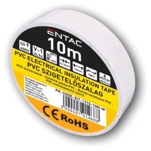 Entac Szigetelőszalag 0.13x15mm Fehér 10m | BR (SKU:EIT-1315-10M-W) Szigetelőszalag