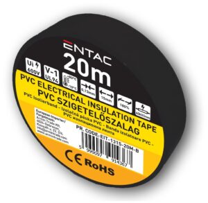 Entac Szigetelőszalag 0.13x15mm Fekete 20m | BR (SKU:EIT-1315-20M-B) Szigetelőszalag