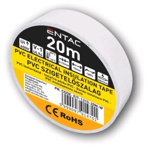 Entac Szigetelőszalag 0.13x15mm Fehér 20m | BR (SKU:EIT-1315-20M-W) Szigetelőszalag