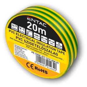 Entac Szigetelőszalag 0.13x19mm Zöld-Sárga 20m | BR (SKU:EIT-1319-20M-GY) Szigetelőszalag