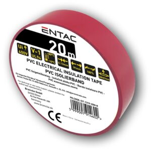 Entac Szigetelőszalag 0.13x19mm Piros 20m | BR (SKU:EIT-1319-20M-R) Szigetelőszalag