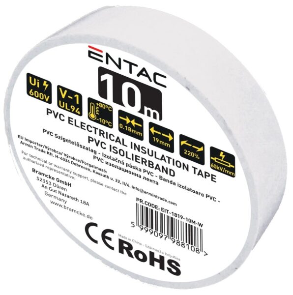 Entac Szigetelőszalag 0.18x19mm Fehér 10m | BR (SKU:EIT-1819-10M-W) Szigetelőszalagok Entac Szigetelőszalag 0.18x19mm Fehér 10m | BR (SKU:EIT-1819-10M-W) Szigetelőszalagok