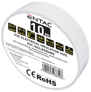 Entac Szigetelőszalag 0.18x19mm Fehér 20m | BR (SKU:EIT-1819-20M-W) Szigetelőszalag