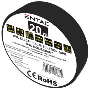 Entac Szigetelőszalag 0.18x19mm Fekete 20m | BR (SKU:EIT-1819-20M-B) Szigetelőszalag