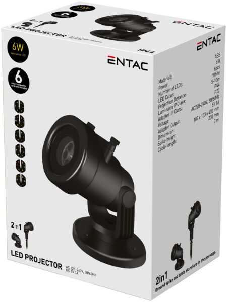 Entac LED Projektor Lámpa 6*1W 6db kártyával 5-10m | BR (SKU:ELPL-6W-6C) Projektor