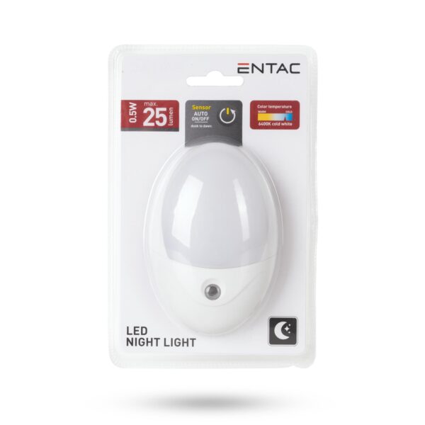 Entac Éjjeli Fény 0.5W Ovális CW Fehér | BR (SKU:ENL-O-0.5W-DS) Éjjeli fény