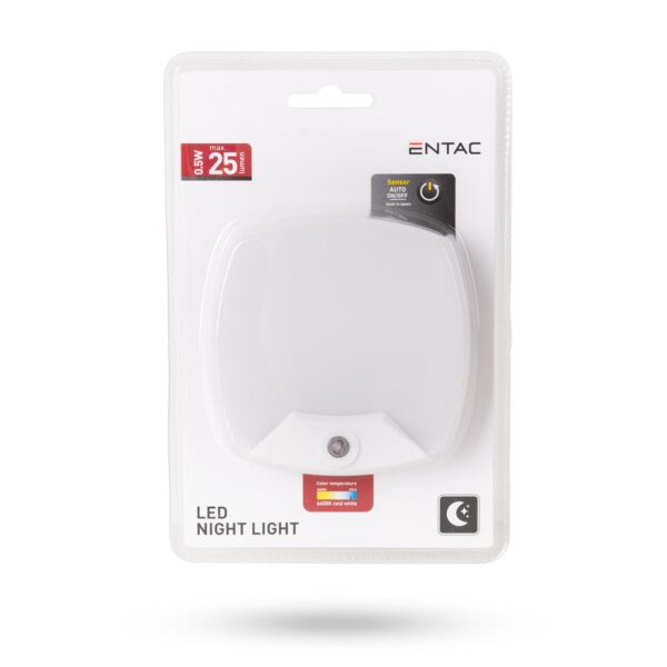 Entac Éjjeli Fény 0.5W Négyzetes CW Fehér | BR (SKU:ENL-RS-0.5W-DS) Éjjeli fény