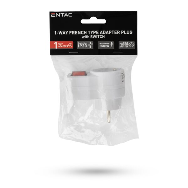 Entac French Type, Power Adapter, 1*E socket , with switch | BR (SKU:EPAF1-S) Francia