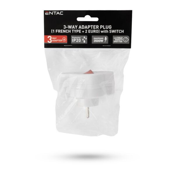 Entac French Type, Power Adapter, 1*E & 2*C sockets , with switch | BR (SKU:EPAF1E2C-S) Francia