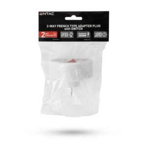 Entac French Type, Power Adapter, 2*E sockets , with switch | BR (SKU:EPAF2-S) Francia