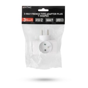 Entac French Type, Power Adapter, T shape, 3*E sockets , | BR (SKU:EPAF3-T) Francia
