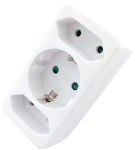 Entac Hálózati Adapter 3 Aljzat (1 Földelt, 2 Euro) | BR (SKU:EPAG-1EE2E) Hálózati adapter