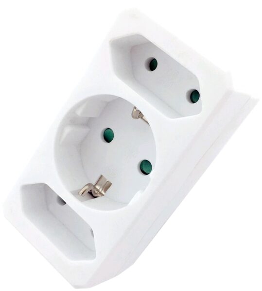 Entac Hálózati Adapter 3 Aljzat (1 Földelt, 2 Euro) | BR (SKU:EPAG-1EE2E) Hálózati töltők és adapterek