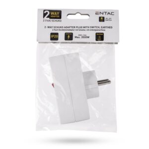Entac Hálózati Adapter 2 Aljzat (2 Földelt) Kapcsolóval | BR (SKU:EPAG-2EE-SW) Hálózati adapter
