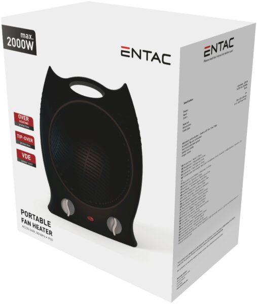 Entac Hordozható Ventilátoros fűtőtest 2000W-Fekete | BR (SKU:EPFH2000-B) Fűtés