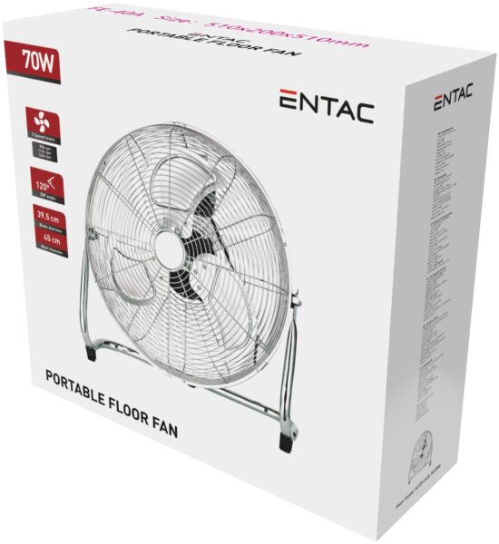 Entac Hordozható Fém Padló Ventilátor 70W | BR (SKU:EPMTF-70W) Ventilátorok
