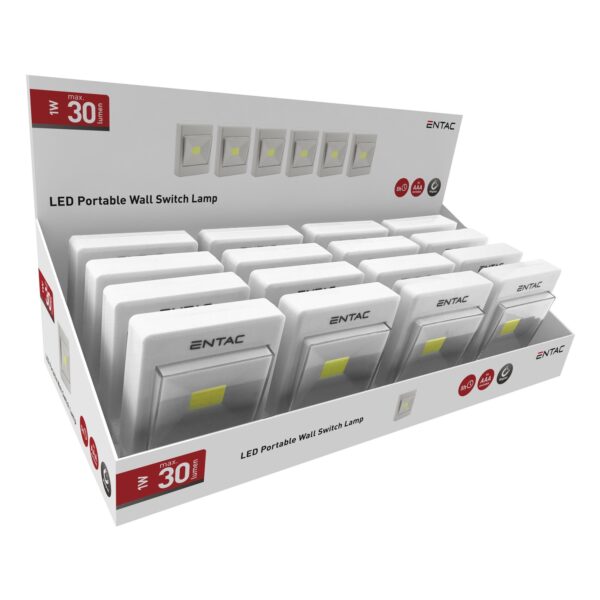 Entac Hordozható Fali Kapcsoló Lámpa 1W LED (16db / kínáló) | BR (SKU:EPWSL-1W-LED) Elemlámpa Entac Hordozható Fali Kapcsoló Lámpa 1W LED (16db / kínáló) | BR (SKU:EPWSL-1W-LED) Elemlámpa