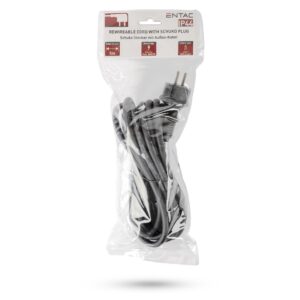 Entac Szerelhető hálózati kábel 3G1.5 5m Földelt Dugvillával Fekete IP44 | BR (SKU:ERWC1.5-5-B-IP44) Szerelhetőek