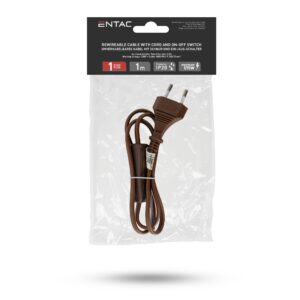 Entac Szerelhető hálózati kábel 2G0.75 100cm, Kétállású kapcsolóval, Átlátszó | BR (SKU:ERWC20-1S-T) Szerelhetőek