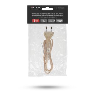 Entac Szerelhető hálózati kábel 2G0.75 250cm, Kétállású kapcsolóval, Fehér | BR (SKU:ERWC20-2.5S-W) Szerelhetőek