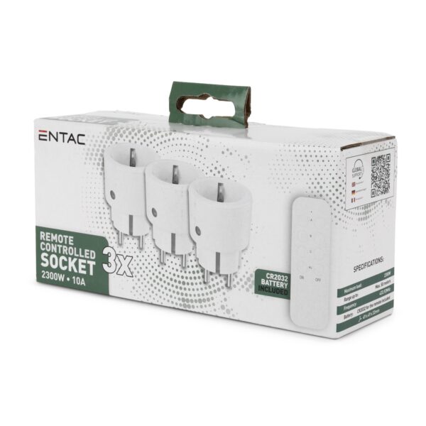 Entac Távirányítós Hálózati Adapter, 3 Aljzat/Távirányító | BR (SKU:ES-3S-RC) Hálózati adapter