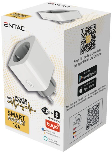 Entac Smart Hálózati Adapter 1x fogyasztásmérővel WIBLE | BR (SKU:ES-SSAPM-WIBLE) Hálózati töltők és adapterek