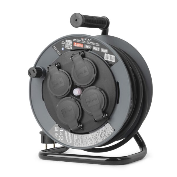 Entac French Type, IP44 Cable reel, 4 sockets, 3G1.5, 10m | BR (SKU:ESCR44F-10-3G1.5) Francia