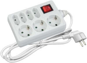 Entac M1 Elosztó 7 Foglalat Kapcsolóval 3x16A 4×2.5A 1,5m 3G1.5 | BR (SKU:ESE1.5G3X4-1.5-SW) Kapcsolós