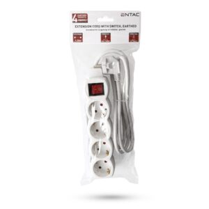Entac S1 Elosztó 4 Foglalat Kapcsolóval 3m 3G1.5 | BR (SKU:ESE1.5G4-3-SW)