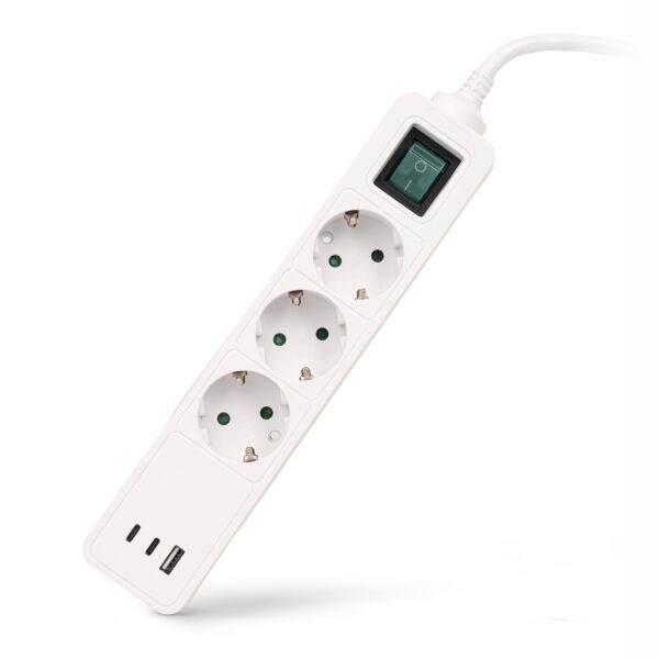 Entac S1 Elosztó 3 Foglalat Kapcsolóval 1,5m 3G1.5 2 USB Fekete *Sérült Csomagolás* | BR (SKU:ESE1.5G3-1.5-SW-USB-B-SCS) Elosztók