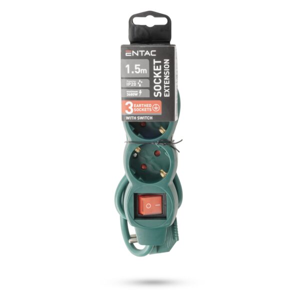 Entac S1 Elosztó 3 Foglalat Kapcsolóval 1,5m 3G1.5,zöld | BR (SKU:ESE1.5G3-1.5-SW-G) Kapcsolós Entac S1 Elosztó 3 Foglalat Kapcsolóval 1,5m 3G1.5,zöld | BR (SKU:ESE1.5G3-1.5-SW-G) Kapcsolós