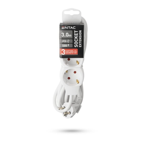 Entac S1 Elosztó 3 Foglalat 3m 3G1.5 | BR (SKU:ESE1.5G3-3) Kapcsoló nélküli