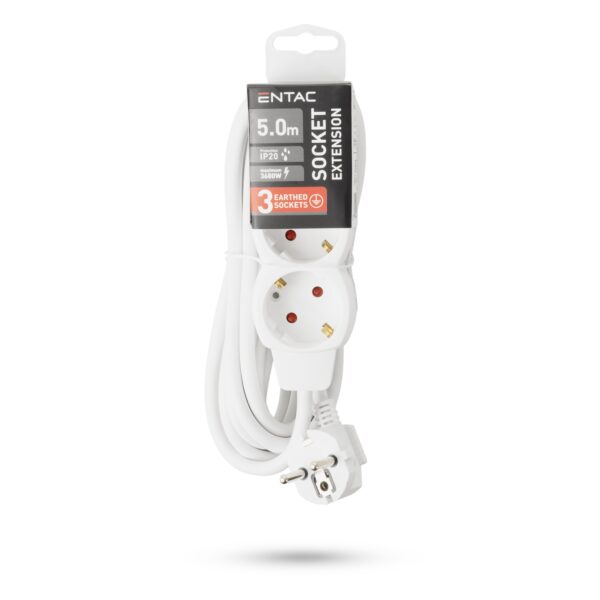 Entac S1 Elosztó 3 Foglalat 5m 3G1.5 | BR (SKU:ESE1.5G3-5) Kapcsoló nélküli