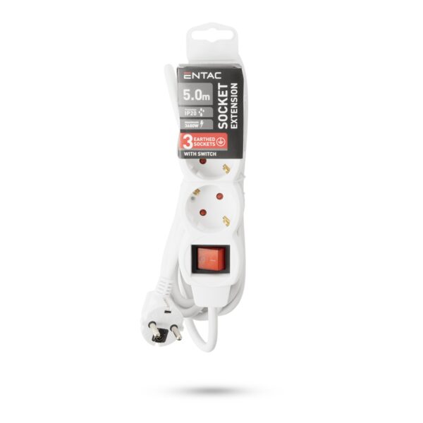 Entac S1 Elosztó 3 Foglalat Kapcsolóval 5m 3G1.5 | BR (SKU:ESE1.5G3-5-SW) Kapcsolós
