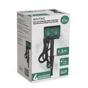 Entac O1S Leszúrható Kerti Elosztó 4 Foglalat 1.5m IP44 | BR (SKU:ESE1.5G4-1.5-IP44S) Kapcsoló nélküli